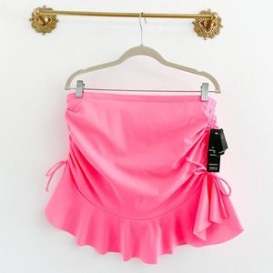 Torrid Pink Ruched Drawstring High Waisted Swim Bottom Skirt